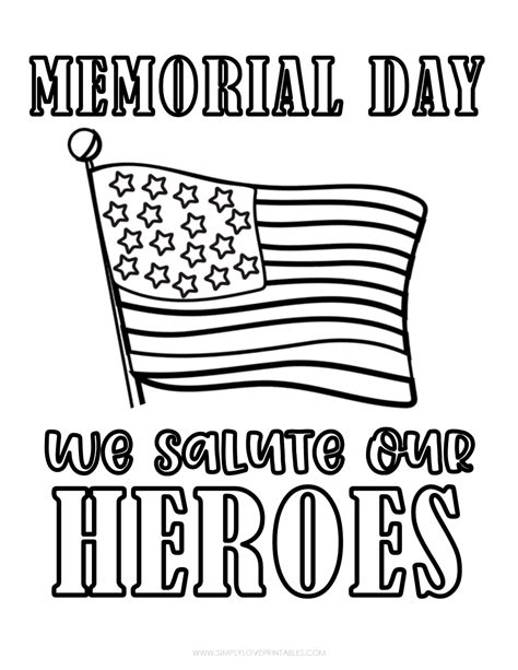 Memorial Day coloring page featuring American heroes