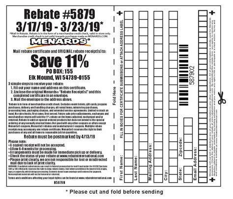 Menards Rebate Form Printable Template