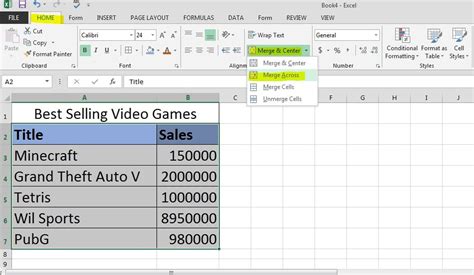 Merge Across in Excel