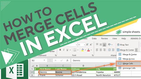 Merge Cells feature in Excel