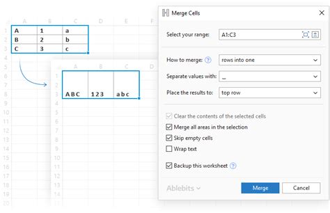 Merge Excel rows