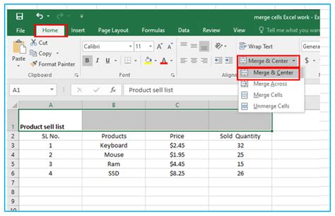 Merging Columns in Excel Example 4