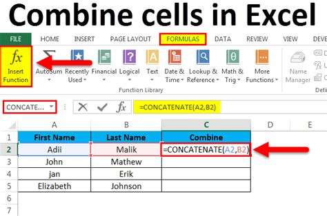 Merging Columns in Excel using the CONCATENATE Function