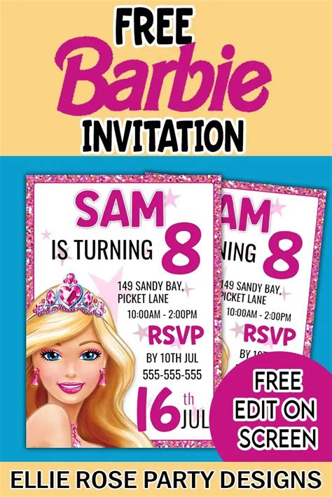 Mermaid Barbie Invitation Template