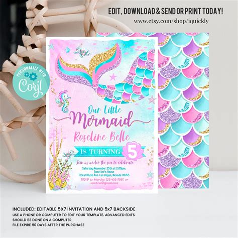 Mermaid Invitations Templates 10