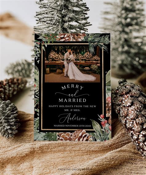 Merry and Married Christmas Card Design