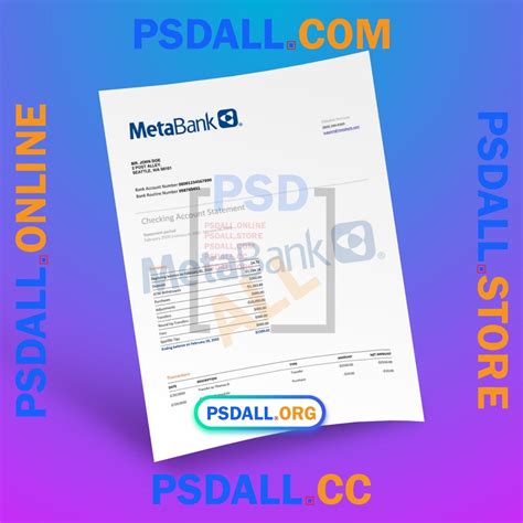 MetaBank Bank Statement Template Layout