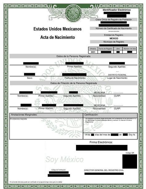 Mexican Birth Certificate Translation Template Example