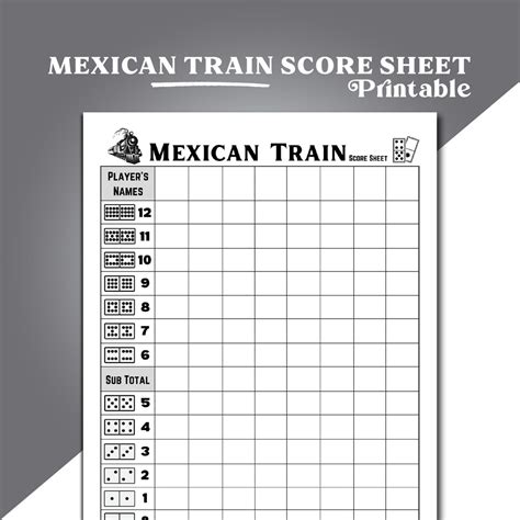 Mexican Train Score Sheet Design Gallery