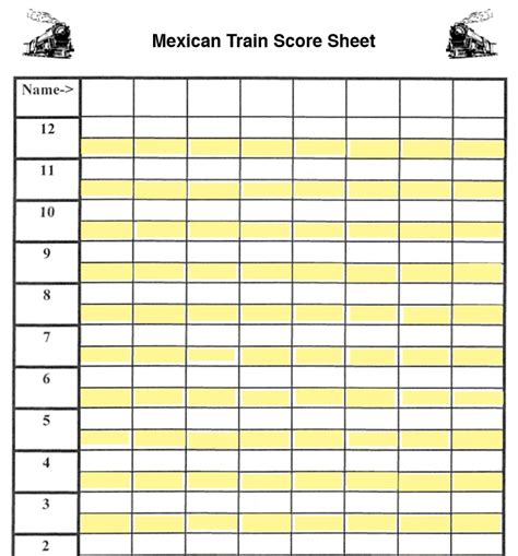 Mexican Train Score Sheet Template Gallery