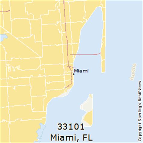 Map of Miami Dade County showing zip code 33101