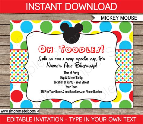 Mickey Mouse Birthday Invitation