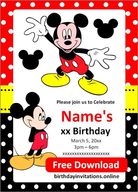 Mickey Mouse Invitation Template