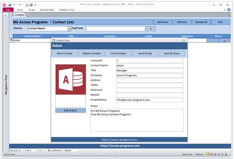 Microsoft Access Contact Management Template