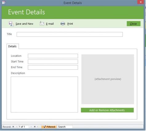 Microsoft Access Event Management Template