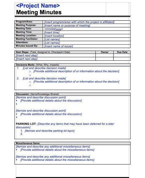 Microsoft Access Meeting Minutes Template