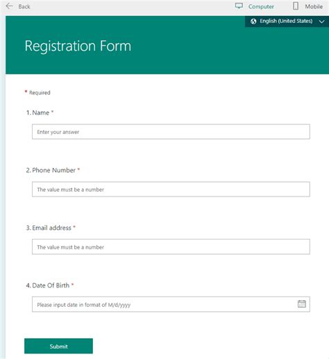 Microsoft Forms Order Form Template Benefits