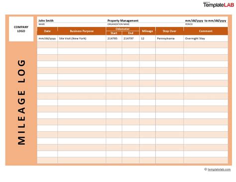 Mileage Tracking Log Example