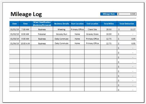 Mileage Tracking Software Example