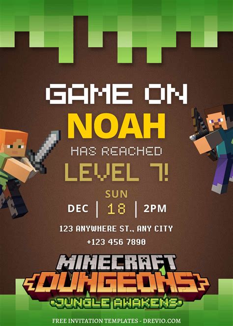 Minecraft Adventure Party Invitation