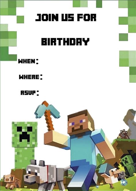 Minecraft Birthday Invitation Template 8