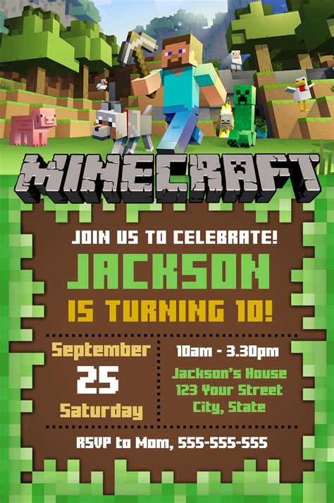 Minecraft Invitation Card Template