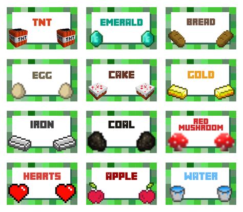 Minecraft Labels Printables