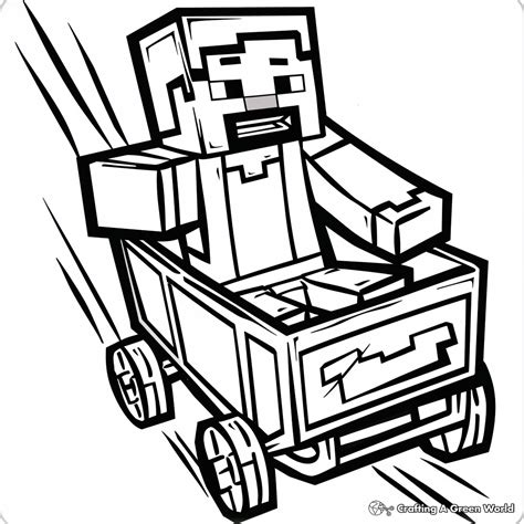 Minecraft minecart coloring page