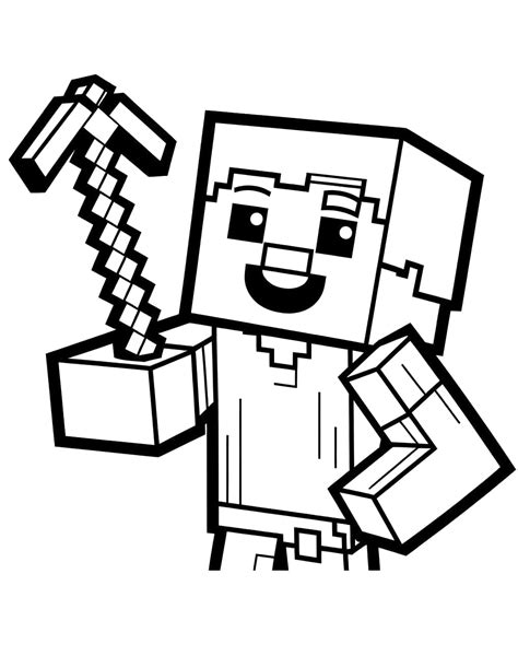 Minecraft Steve Coloring Page