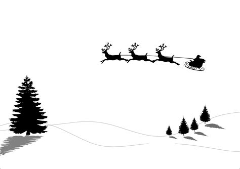 Minimalist illustration of Santa Claus on his sleigh