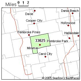 Miramar Zip Code 33025 Boundaries