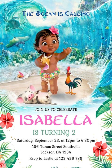 Moana Birthday Invitations Template Design 4