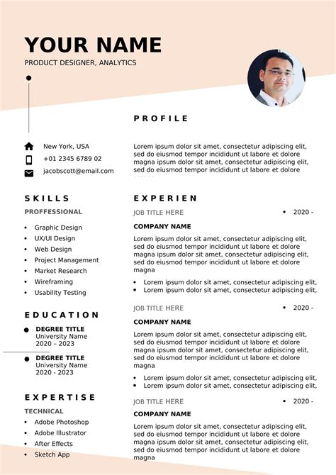 Modern CV Template With Photo