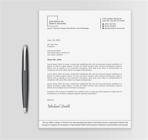 Modern Law Firm Letterhead Example