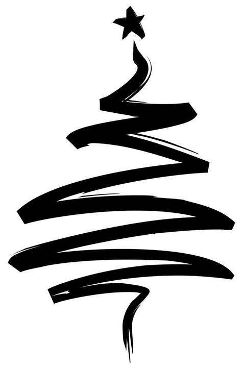 Modern Minimalist Black and White Christmas Tree Clipart