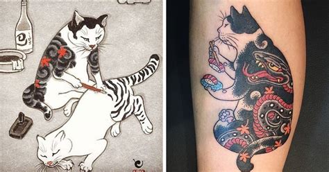 Monmon Cat Tattoos Design