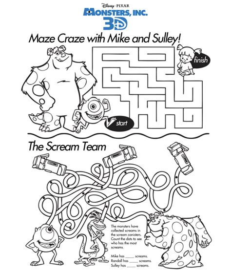 Monster Inc Doors Maze Printable