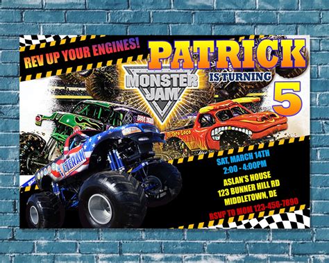 Monster Jam Birthday Party Invitation Design