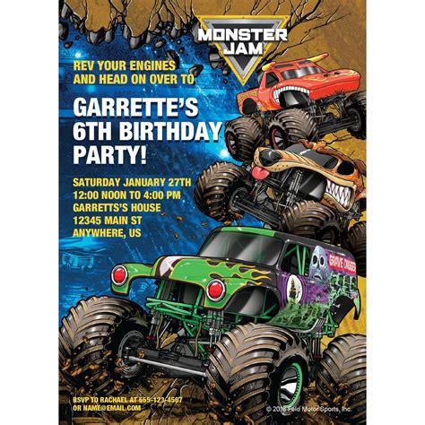 Monster Jam Customizable Invitation Template