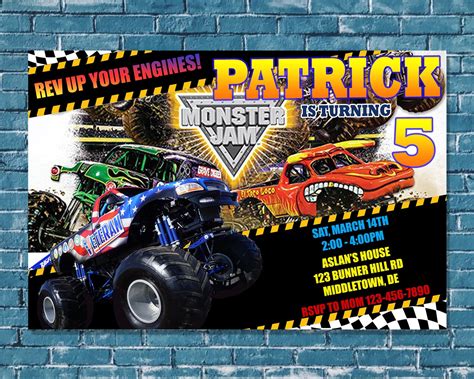 Monster Jam Invitation Templates Design