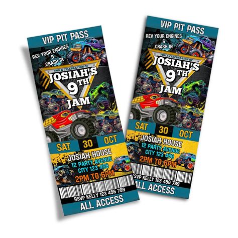 Monster Jam Ticket Invitation Template