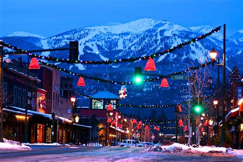 Snow-covered mountains in Montana at Christmas