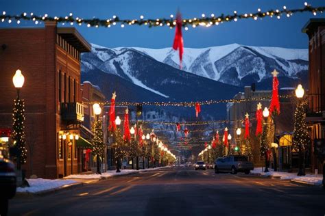 Snow-covered mountains in Montana at Christmas