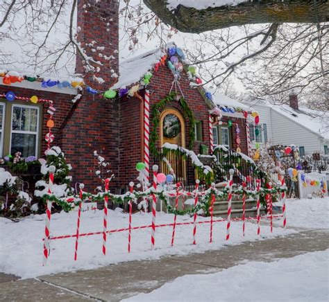 Holiday lights in a Montana town at Christmas