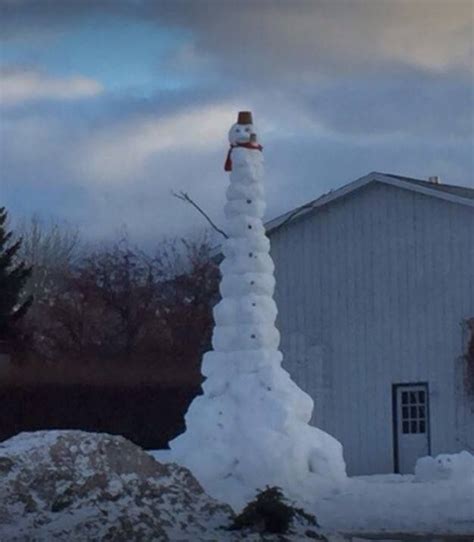 A snowman in a Montana yard at Christmas