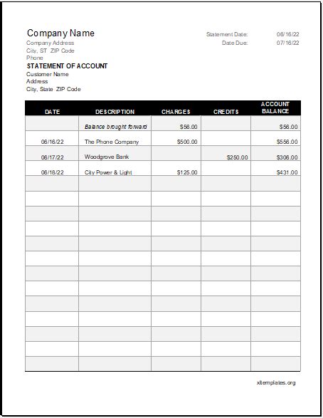 Monthly Accounts Templates