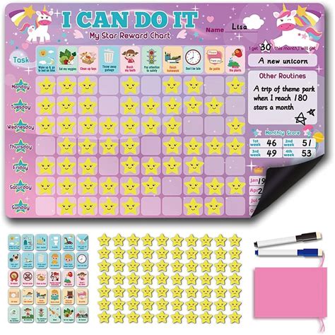 A child holding a sticker chart