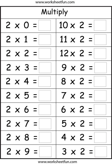 Multiplication worksheets for kids 1