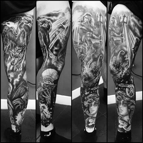 Mythological Leg Sleeve Tattoo