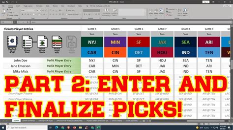 NFL Pick Sheet Excel